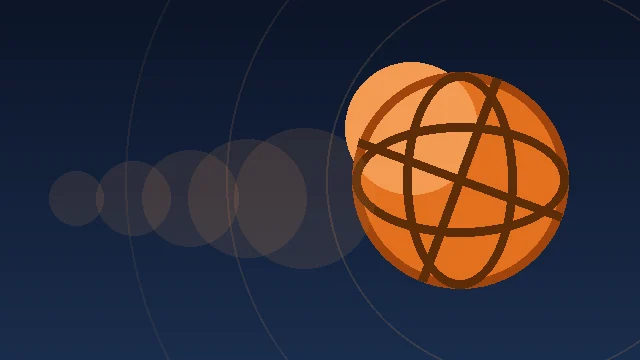 Illustration of a basketball being released towards a hoop with an arc guide