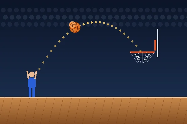 Basketball Shooting Challenge — original vector artwork showing shooting gameplay